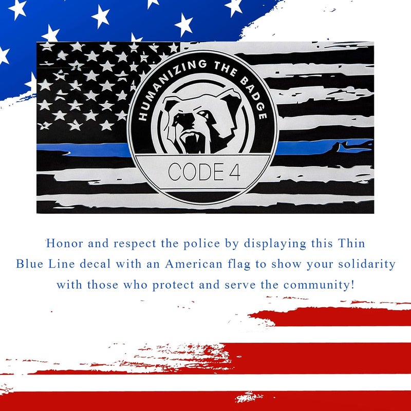 FSTURIOS 4PCS Thin Blue Line Sticker Code 4, Police Support Sticker American Flag Thin Line Decal, Waterproof Thin Line Flag Stickers Support Law Enforcement for Car Window Laptop (Small) - Image 4